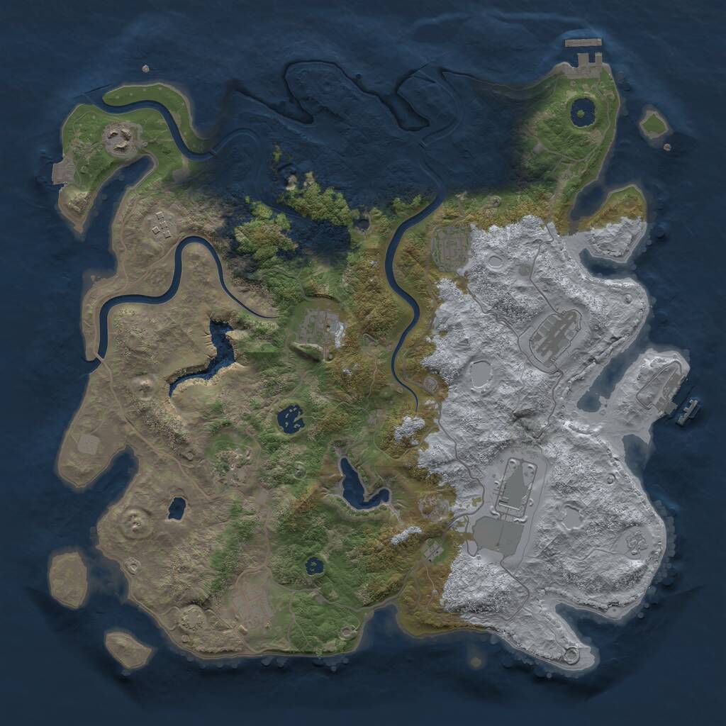 Rust Map: Procedural Map, Size: 4000, Seed: 154192548, 15 Monuments