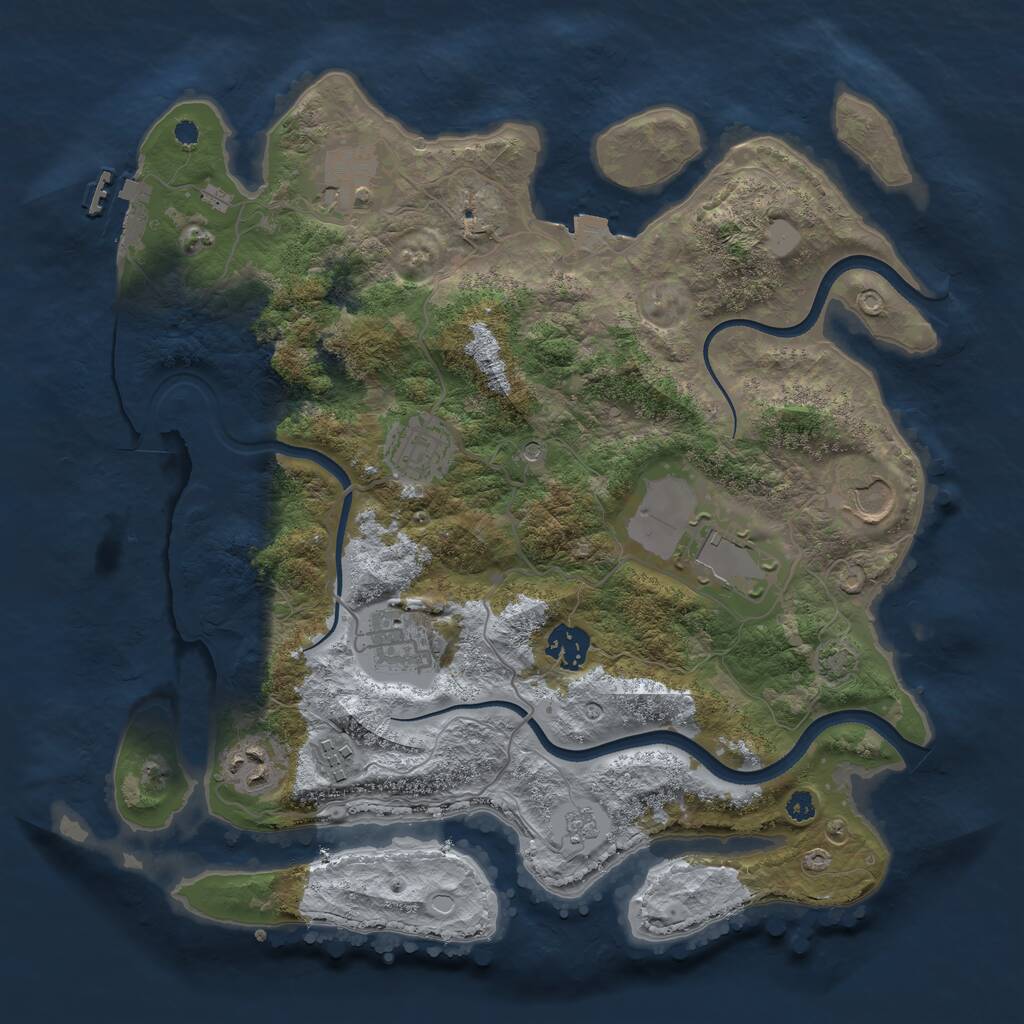 Rust Map: Procedural Map, Size: 3500, Seed: 544274979, 13 Monuments
