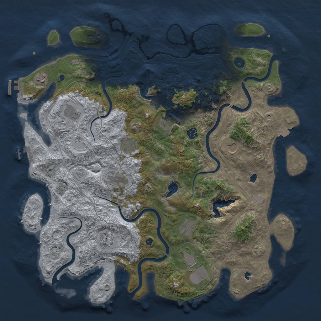 Rust Map: Procedural Map, Size: 4500, Seed: 1829923550, 17 Monuments