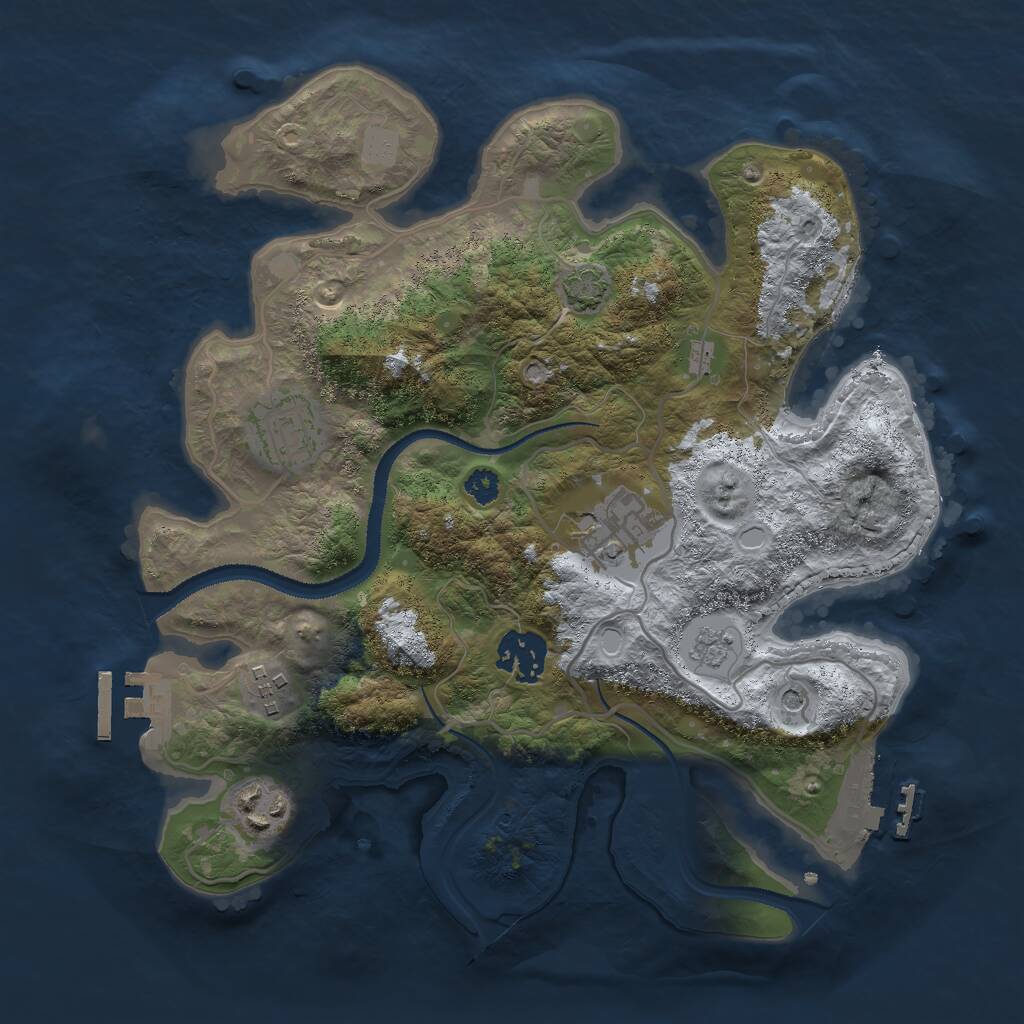 Rust Map: Procedural Map, Size: 3000, Seed: 1765361574, 11 Monuments