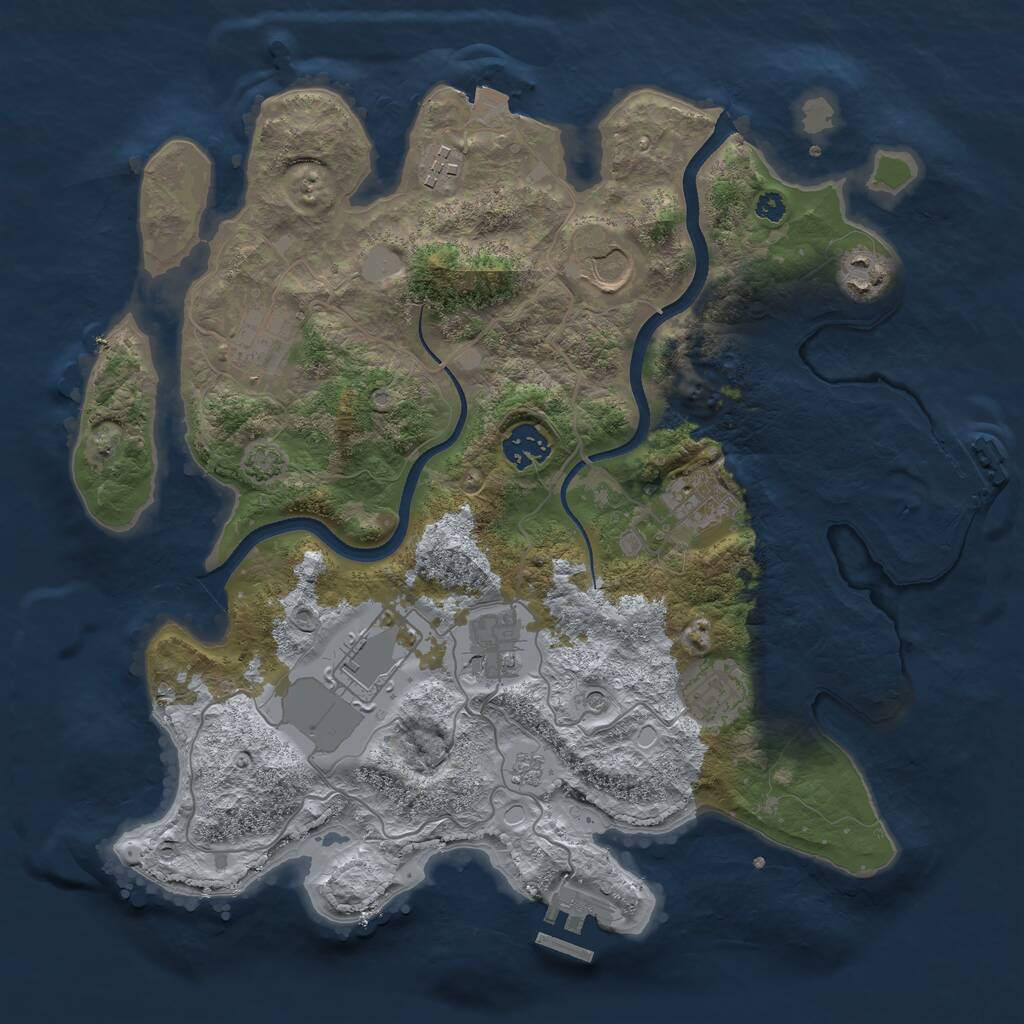 Rust Map: Procedural Map, Size: 3500, Seed: 1697703917, 15 Monuments