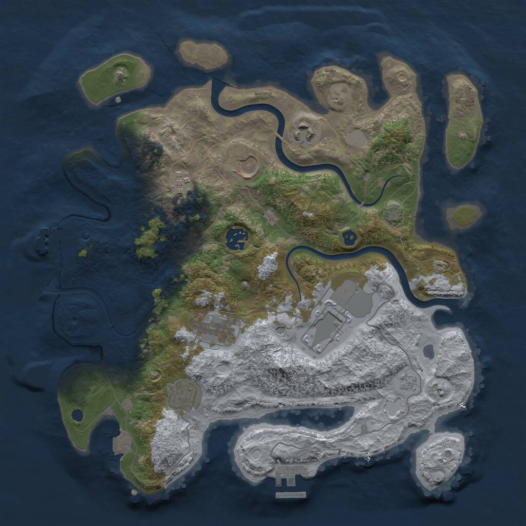 Rust Map: Procedural Map, Size: 3500, Seed: 1554371384, 13 Monuments