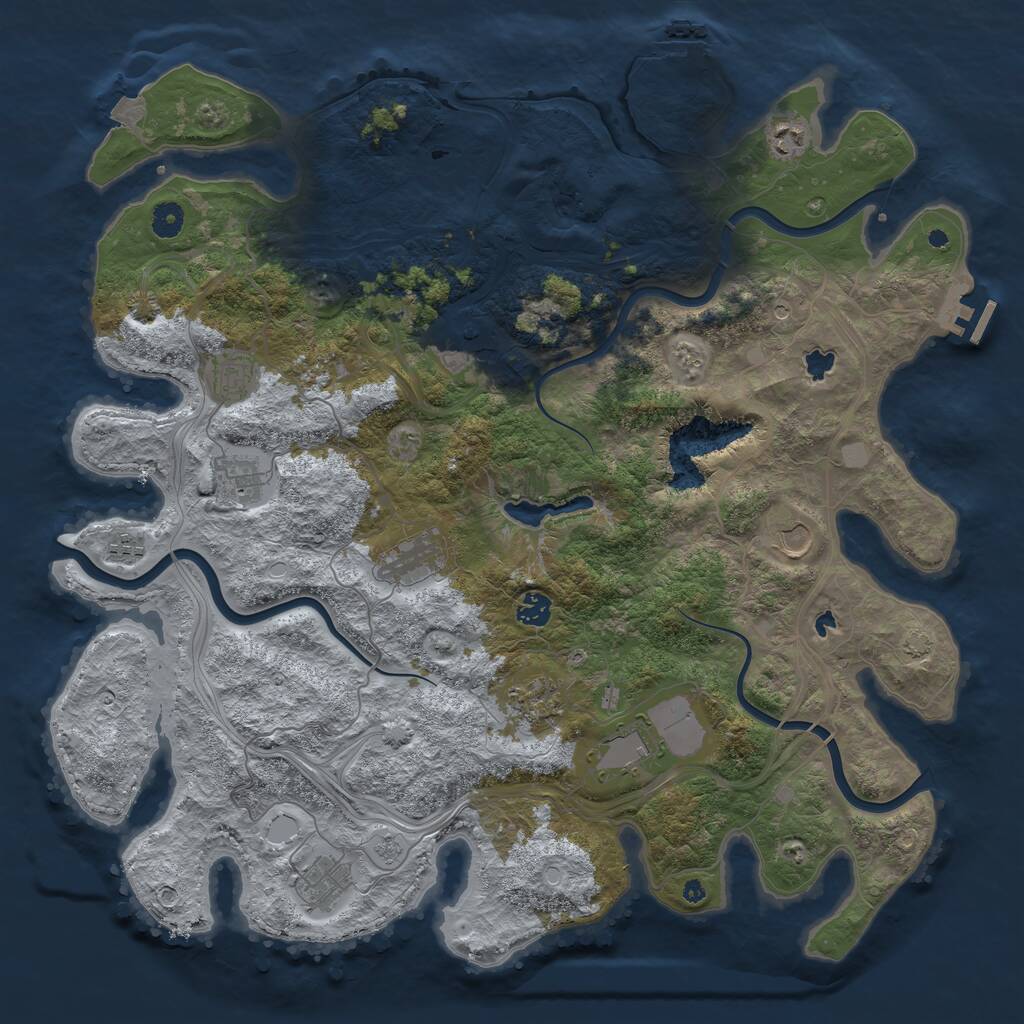 Rust Map: Procedural Map, Size: 4500, Seed: 1885847881, 17 Monuments