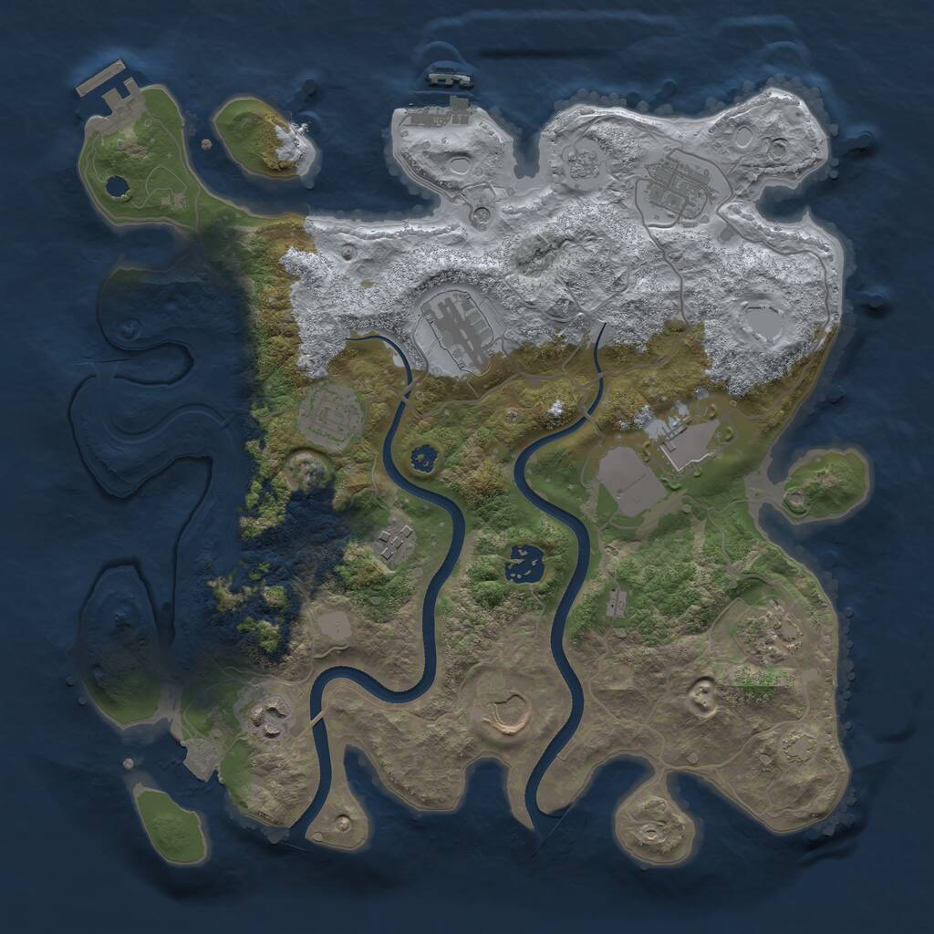 Rust Map: Procedural Map, Size: 3500, Seed: 1499810639, 15 Monuments