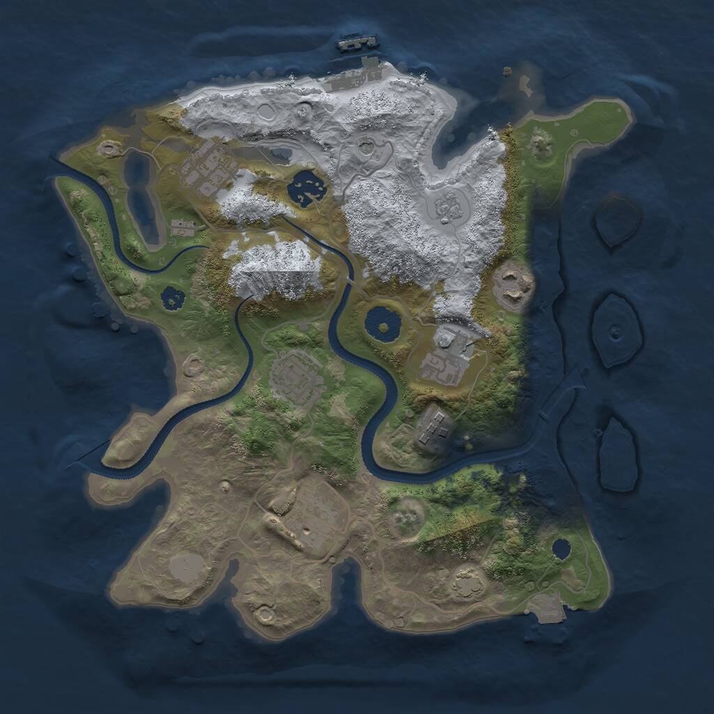 Rust Map: Procedural Map, Size: 3000, Seed: 1221988, 12 Monuments