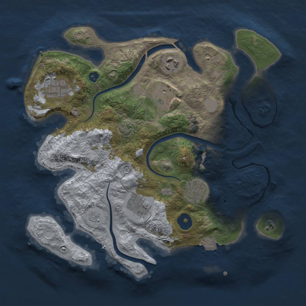 Rust Map: Procedural Map, Size: 3000, Seed: 291812180, 10 Monuments