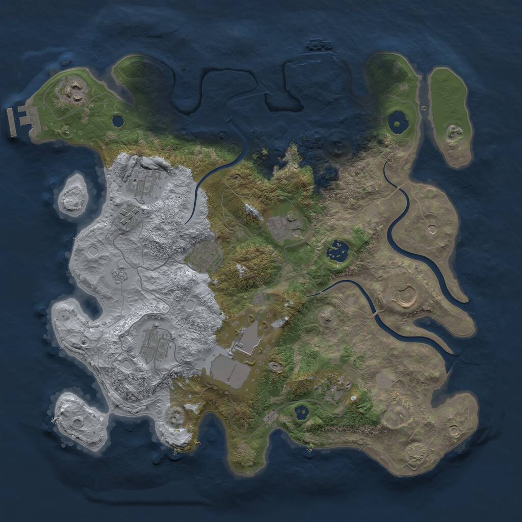 Rust Map: Procedural Map, Size: 3650, Seed: 509873361, 16 Monuments