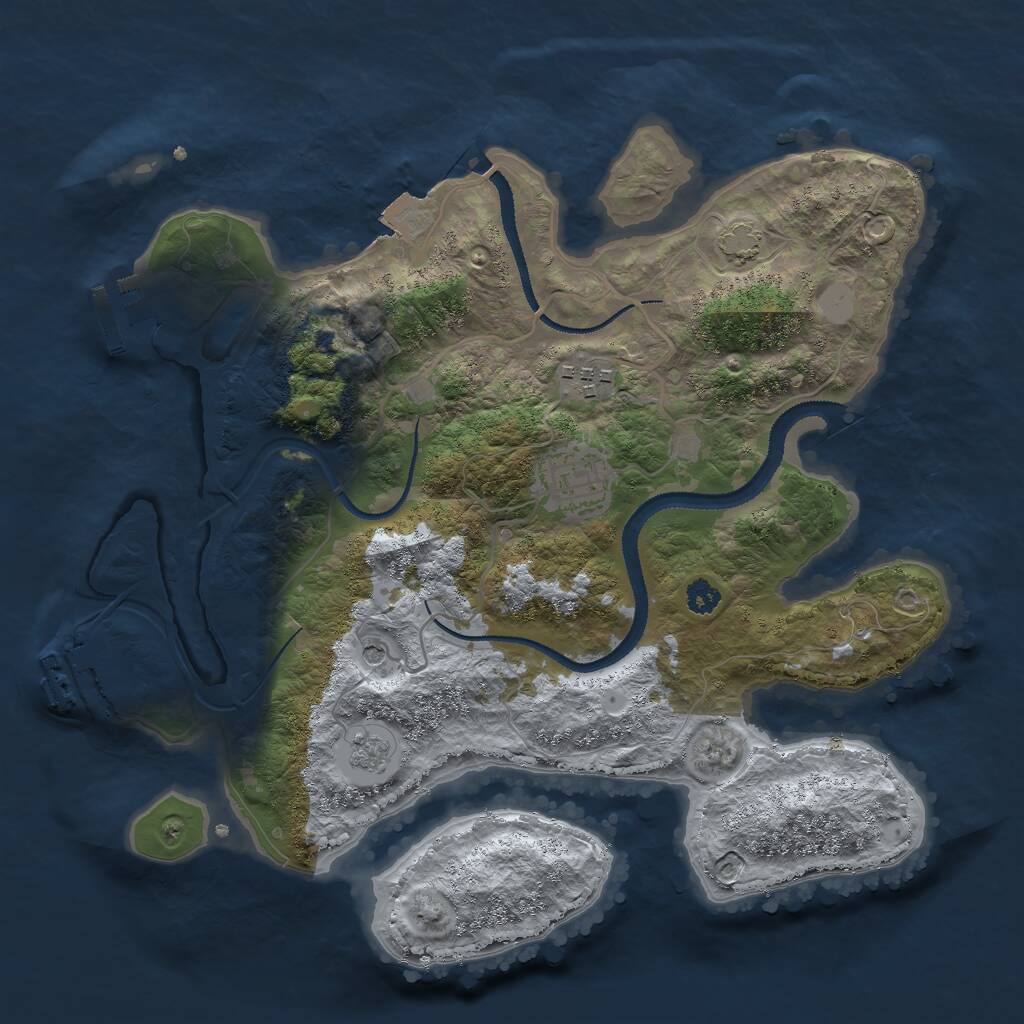 Rust Map: Procedural Map, Size: 3000, Seed: 418942066, 8 Monuments