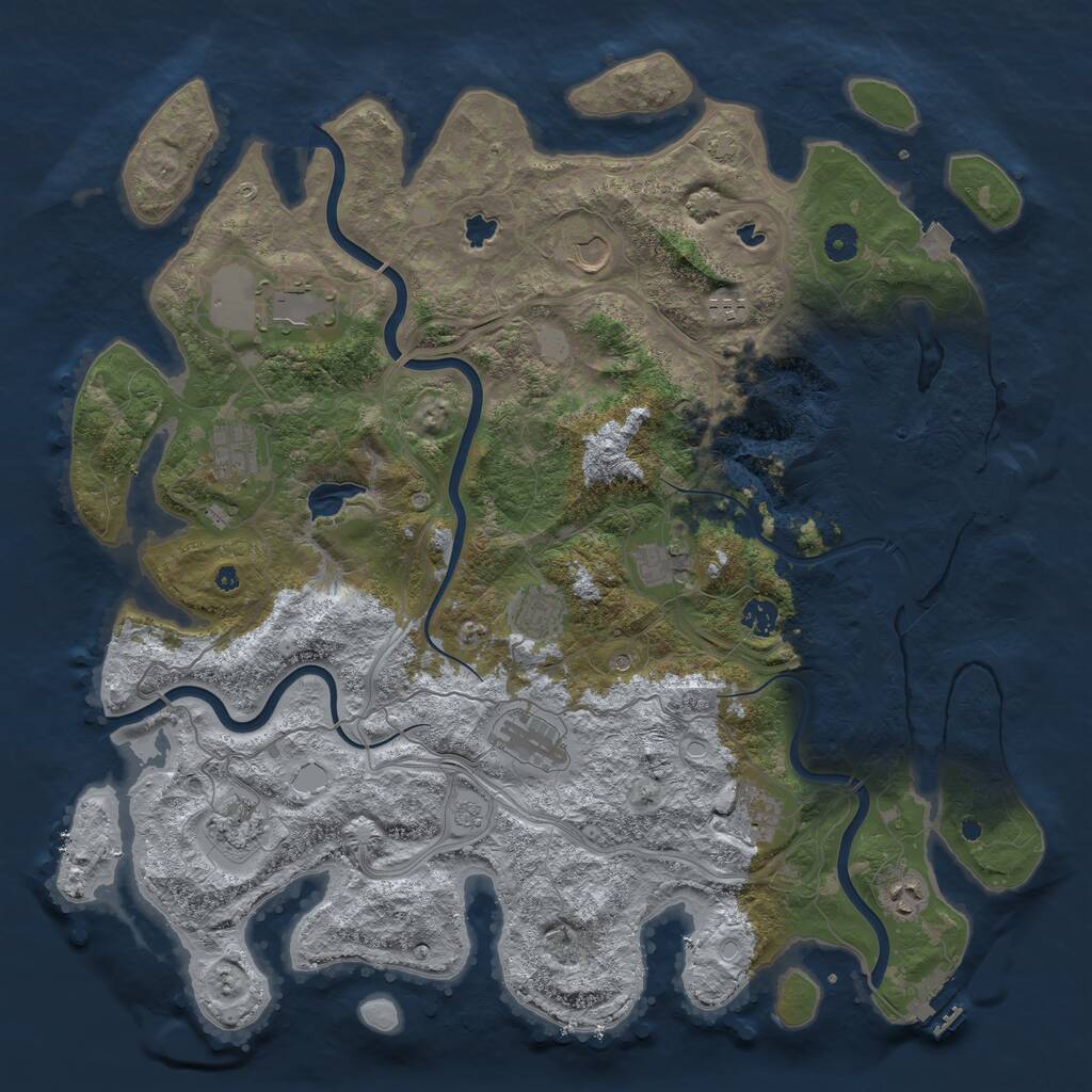 Rust Map: Procedural Map, Size: 4500, Seed: 151862782, 17 Monuments