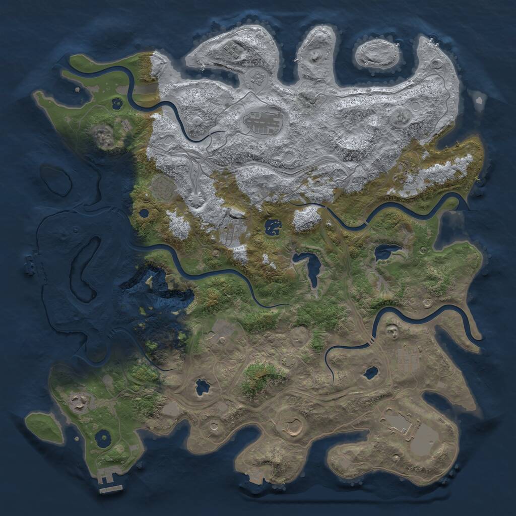 Rust Map: Procedural Map, Size: 4500, Seed: 1303830500, 17 Monuments