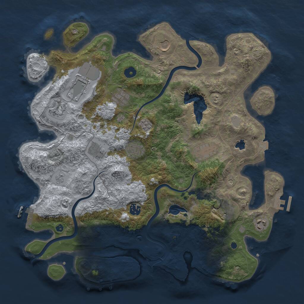 Rust Map: Procedural Map, Size: 4000, Seed: 1115639491, 17 Monuments