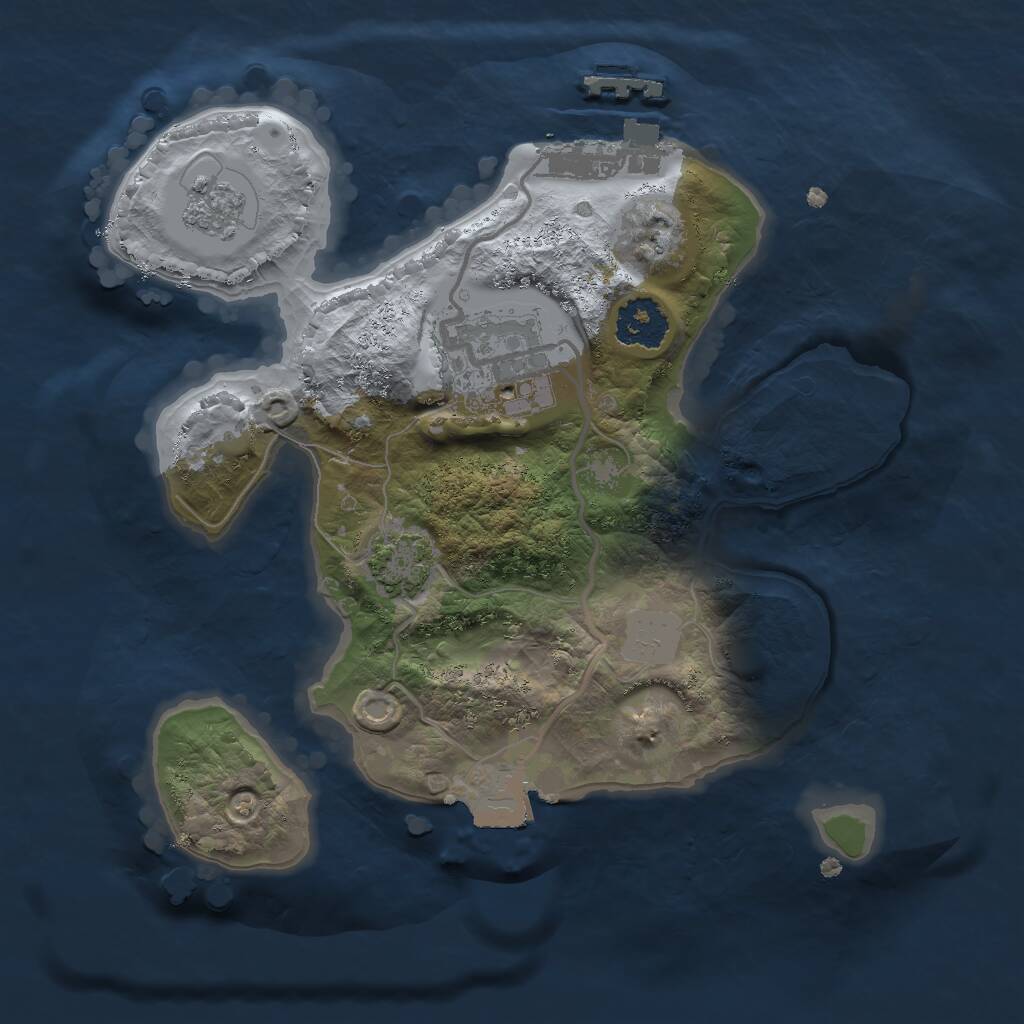 Rust Map: Procedural Map, Size: 2000, Seed: 33347, 5 Monuments