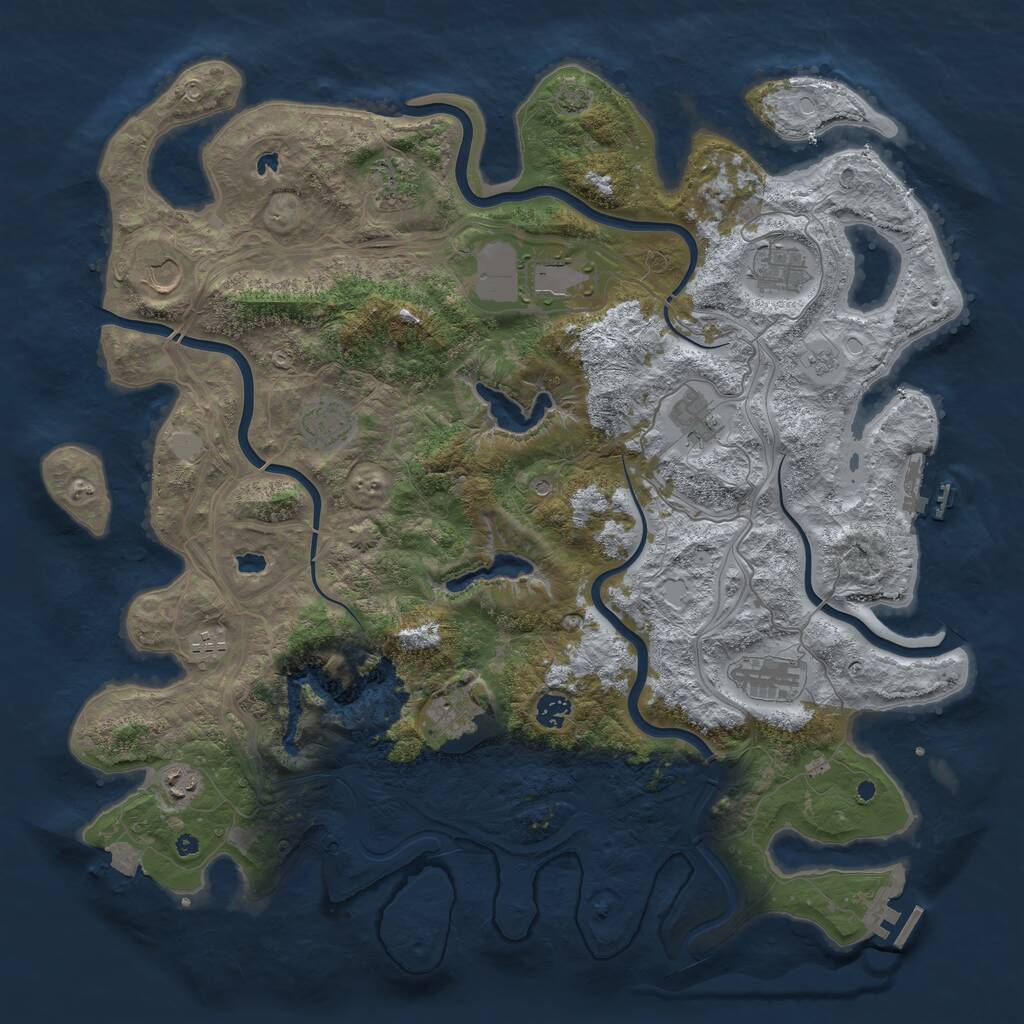 Rust Map: Procedural Map, Size: 4500, Seed: 772002942, 17 Monuments