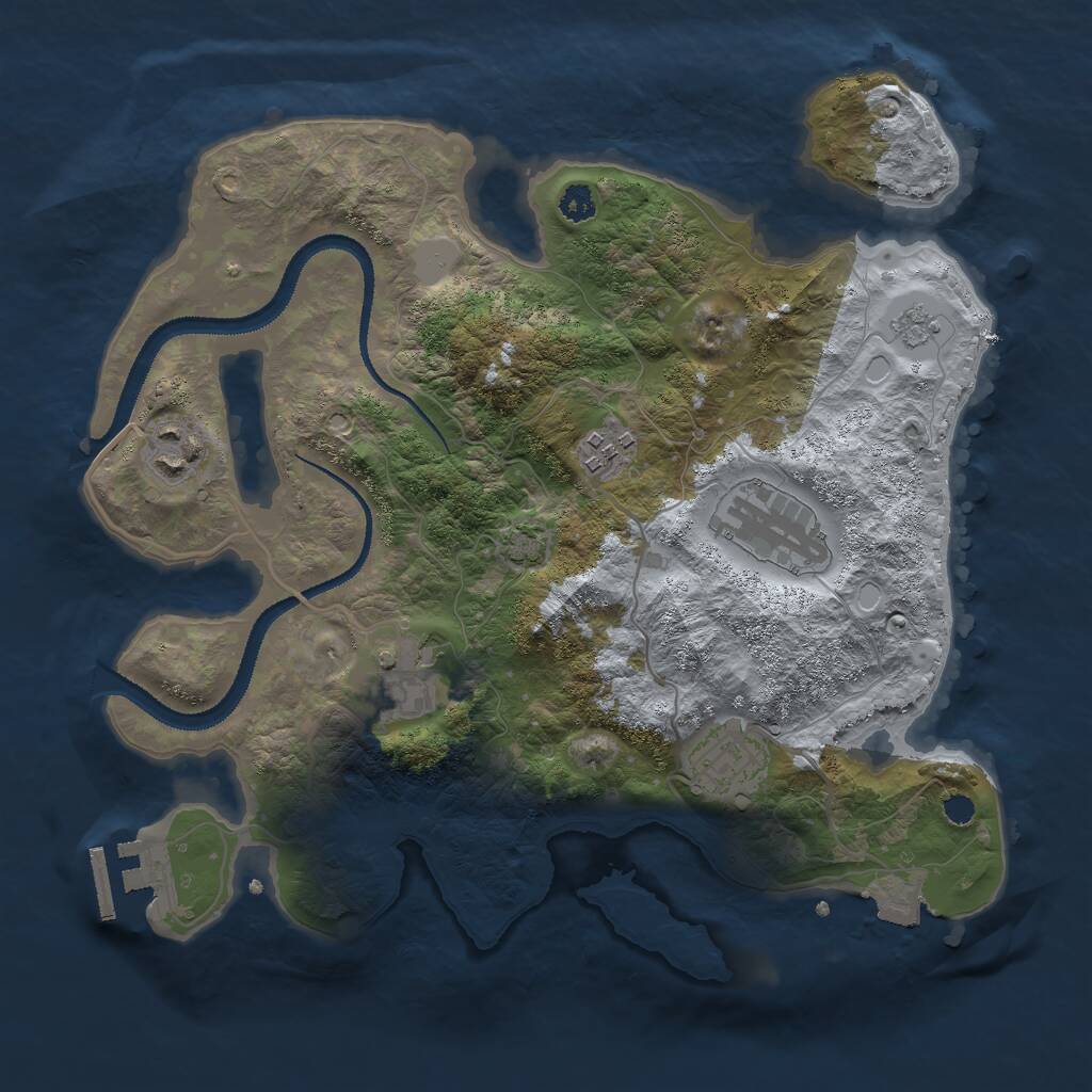 Rust Map: Procedural Map, Size: 3000, Seed: 595030531, 9 Monuments