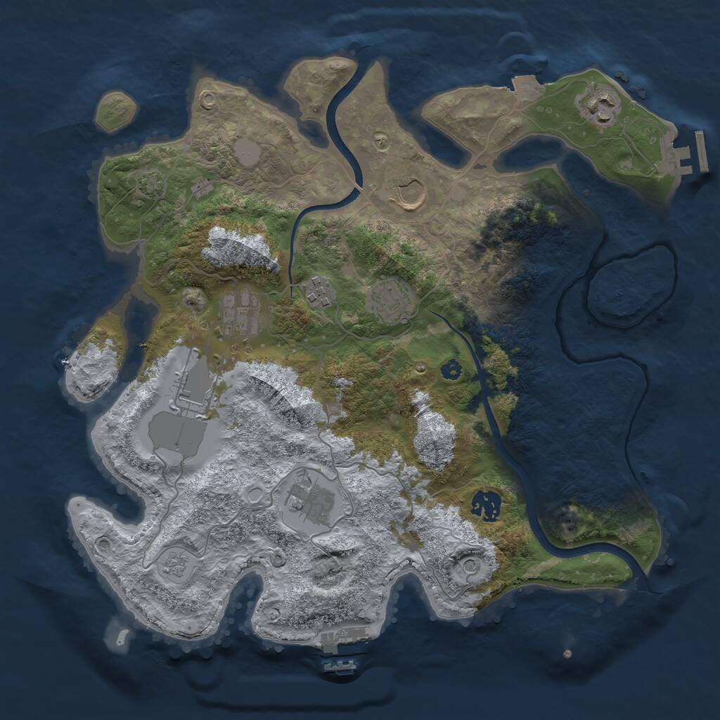 Rust Map: Procedural Map, Size: 3500, Seed: 509734, 14 Monuments