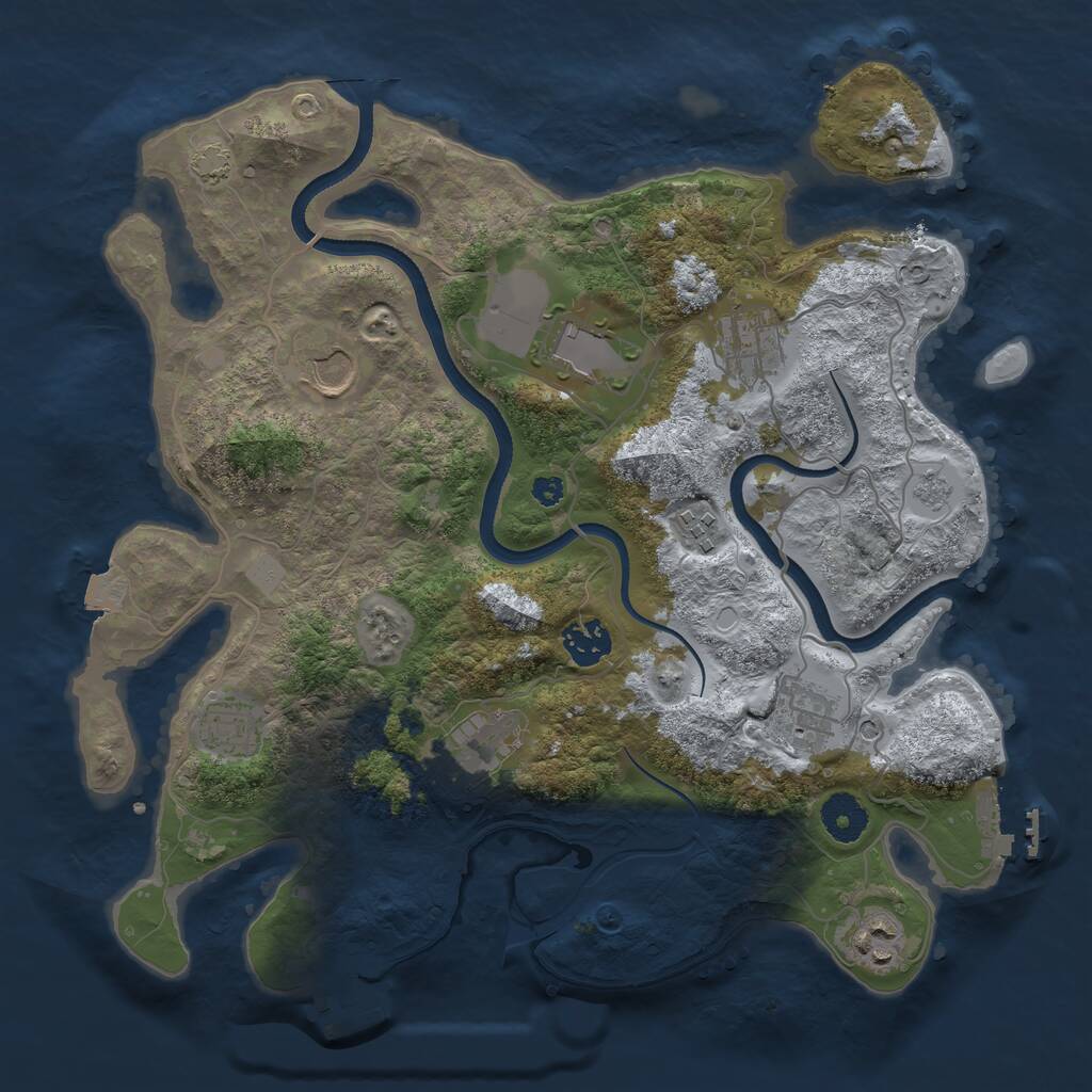 Rust Map: Procedural Map, Size: 3500, Seed: 889909, 15 Monuments