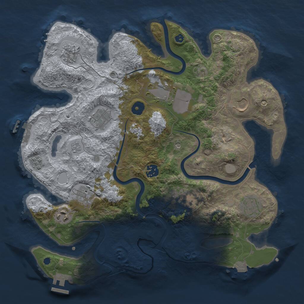 Rust Map: Procedural Map, Size: 3500, Seed: 856539, 16 Monuments