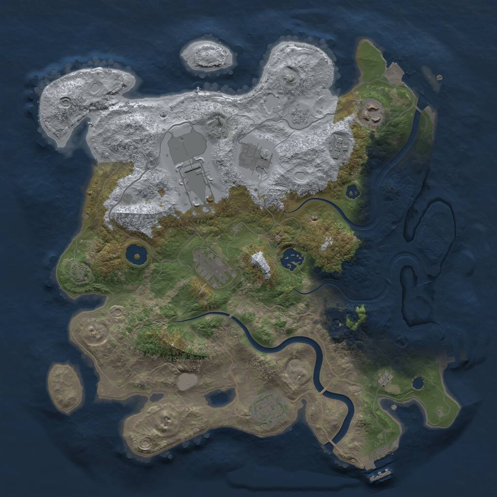 Rust Map: Procedural Map, Size: 3500, Seed: 807809, 13 Monuments