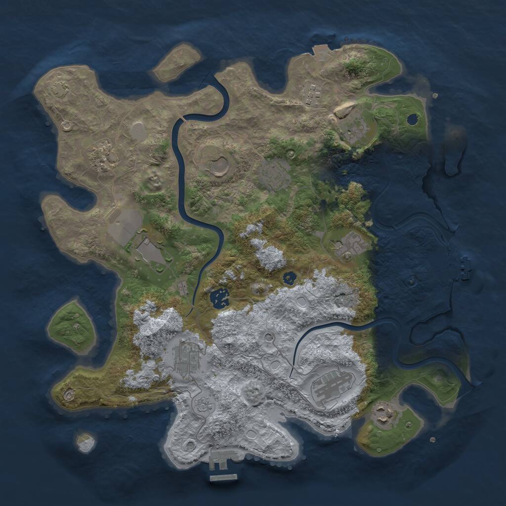 Rust Map: Procedural Map, Size: 3750, Seed: 1042077897, 17 Monuments
