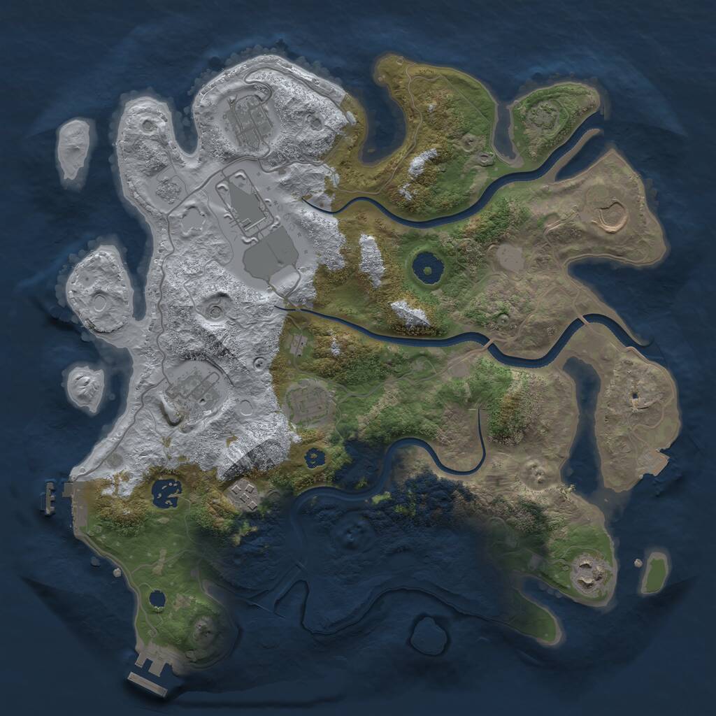 Rust Map: Procedural Map, Size: 3500, Seed: 649075, 14 Monuments