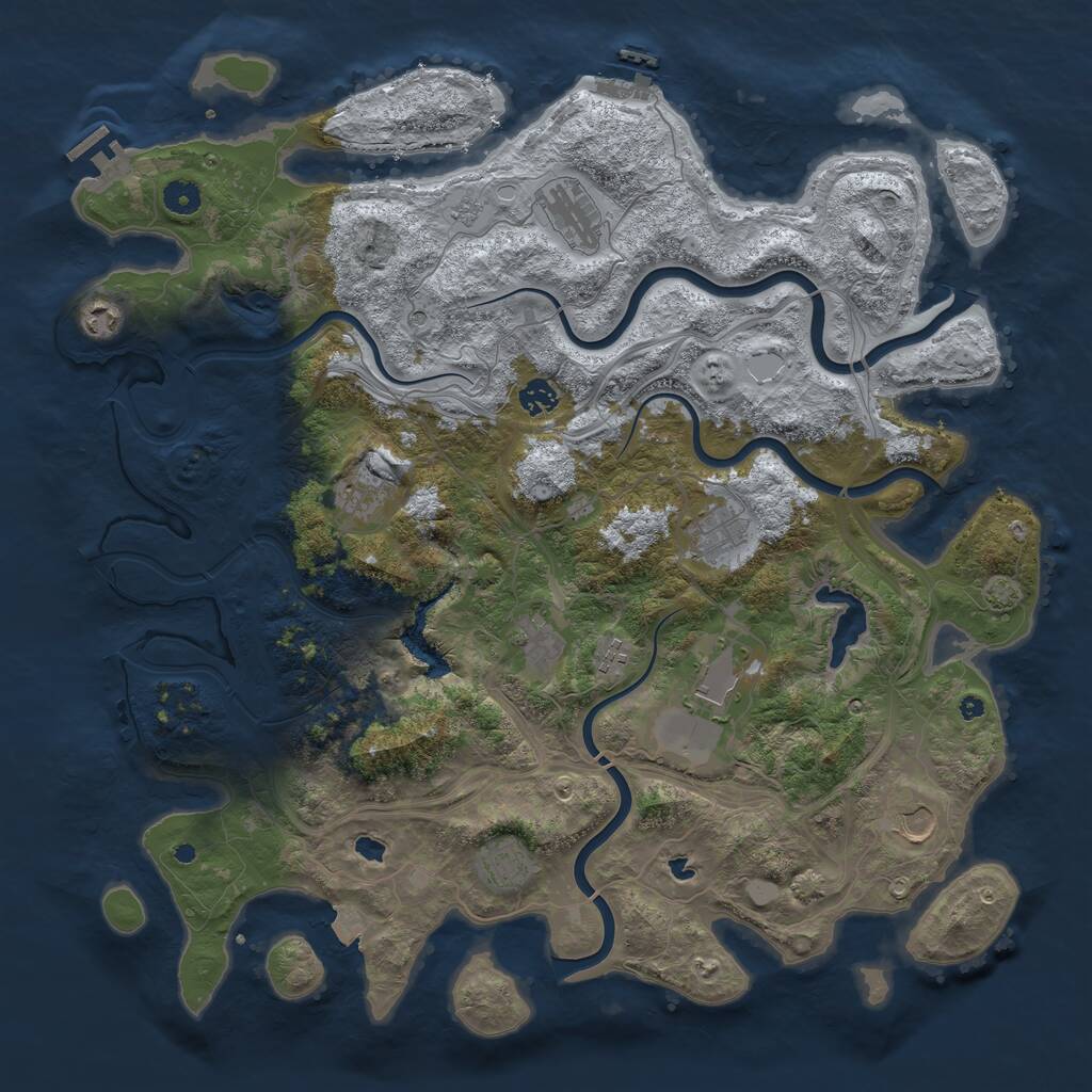 Rust Map: Procedural Map, Size: 4500, Seed: 520074, 16 Monuments