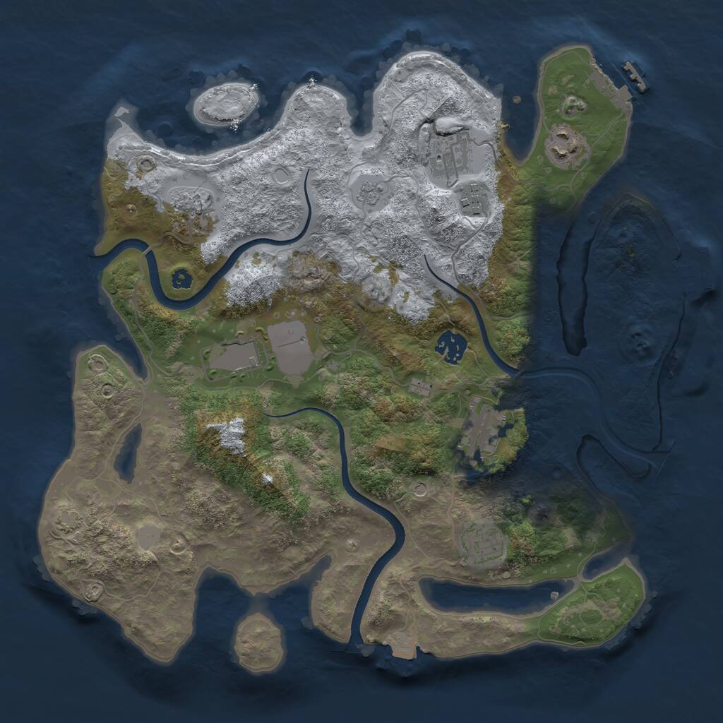 Rust Map: Procedural Map, Size: 3500, Seed: 554759, 14 Monuments