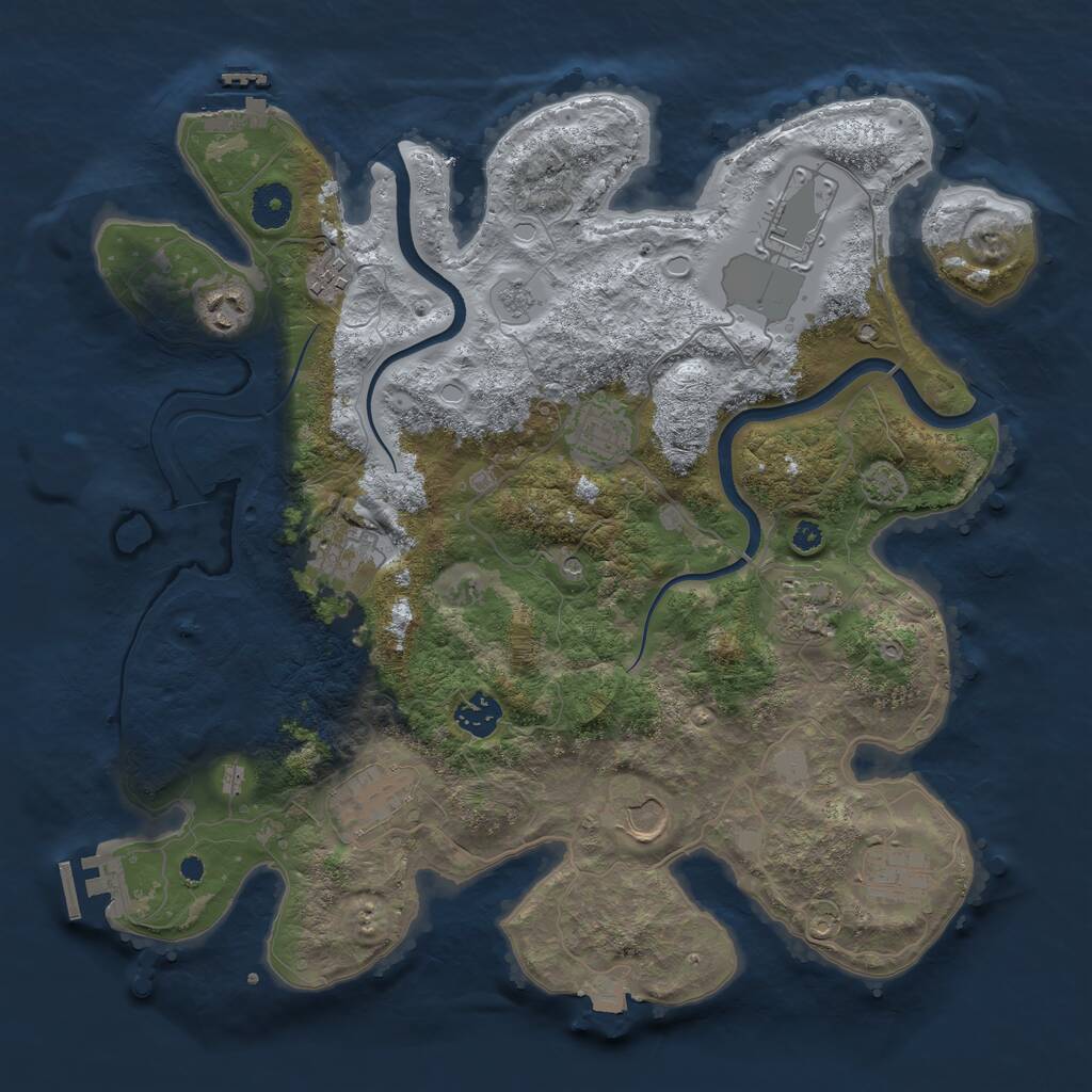 Rust Map: Procedural Map, Size: 3750, Seed: 384941, 16 Monuments