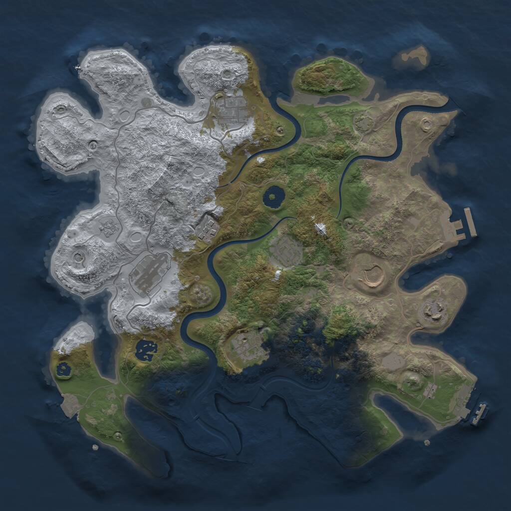 Rust Map: Procedural Map, Size: 3500, Seed: 921396, 14 Monuments