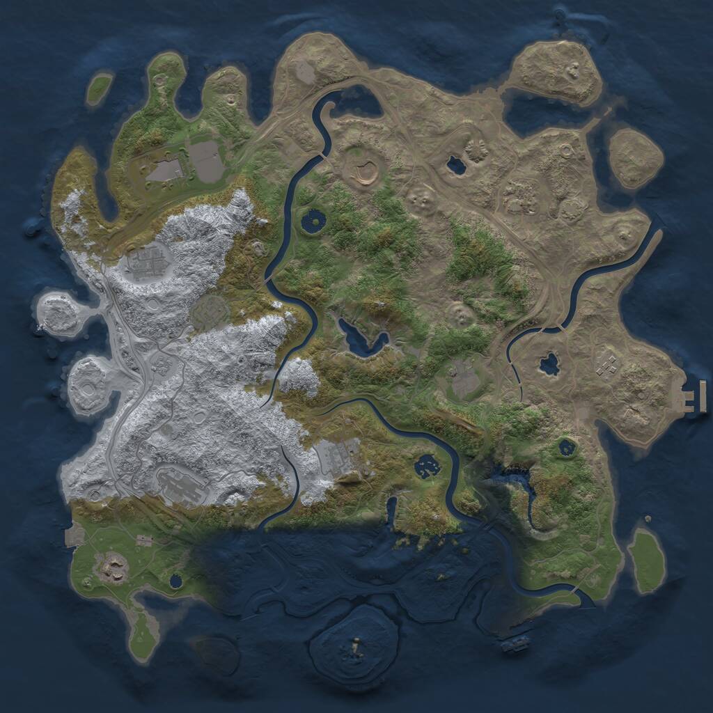 Rust Map: Procedural Map, Size: 4500, Seed: 498145, 17 Monuments