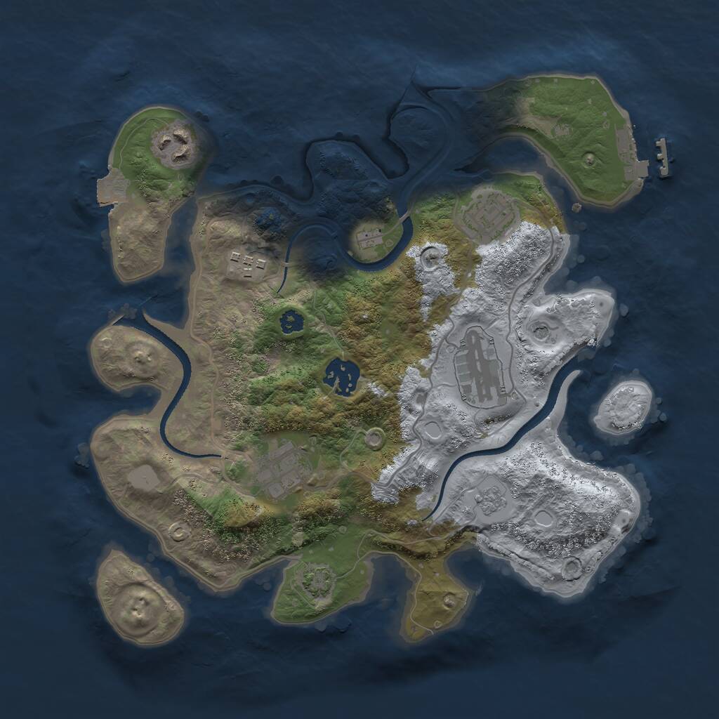 Rust Map: Procedural Map, Size: 3000, Seed: 1349711119, 11 Monuments