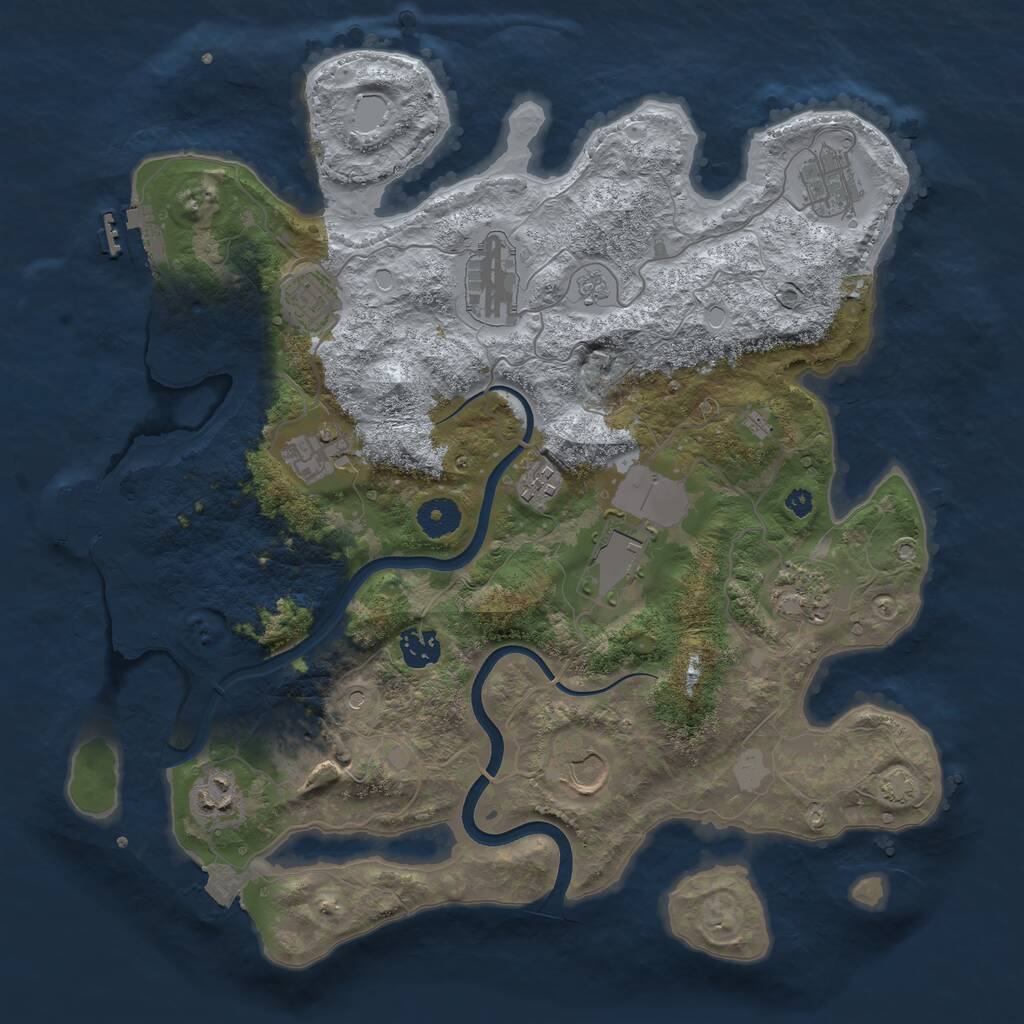 Rust Map: Procedural Map, Size: 3750, Seed: 378981, 17 Monuments