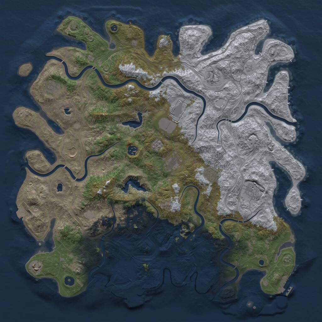 Rust Map: Procedural Map, Size: 4900, Seed: 847281, 17 Monuments