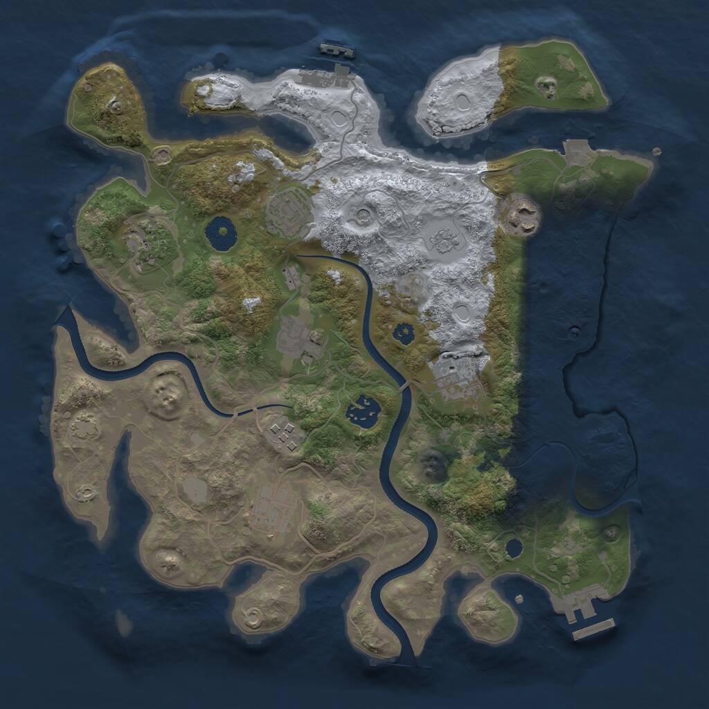 Rust Map: Procedural Map, Size: 3300, Seed: 2080813853, 14 Monuments