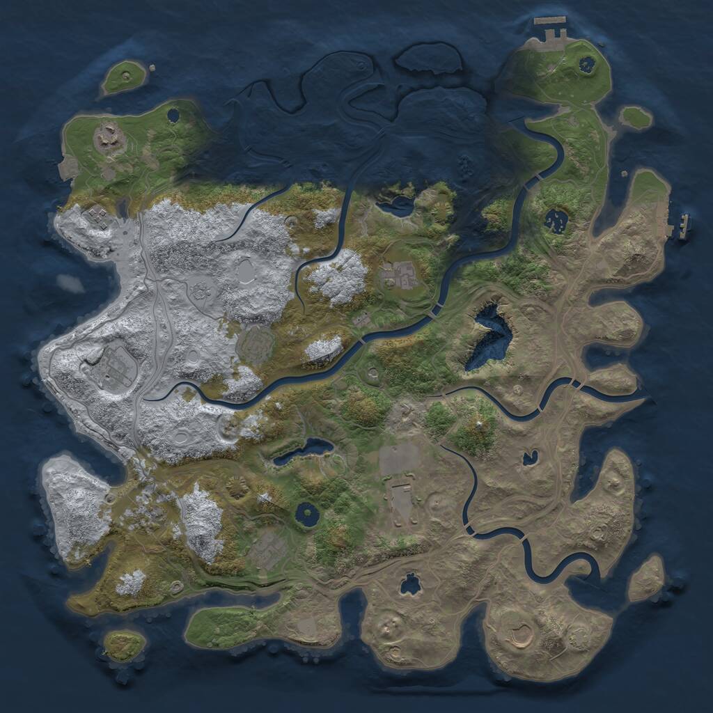 Rust Map: Procedural Map, Size: 4500, Seed: 244521, 16 Monuments