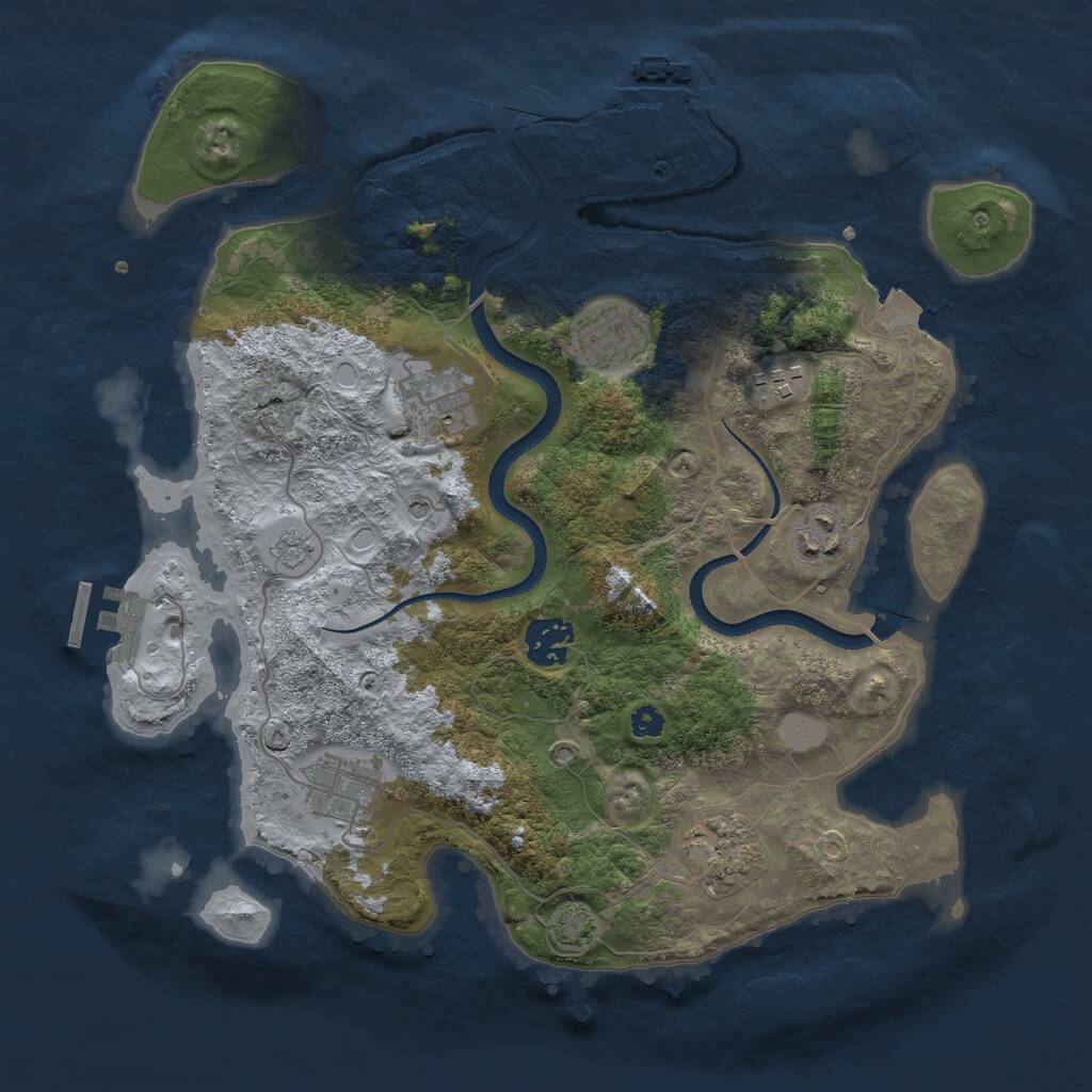 Rust Map: Procedural Map, Size: 3321, Seed: 1948705741, 13 Monuments