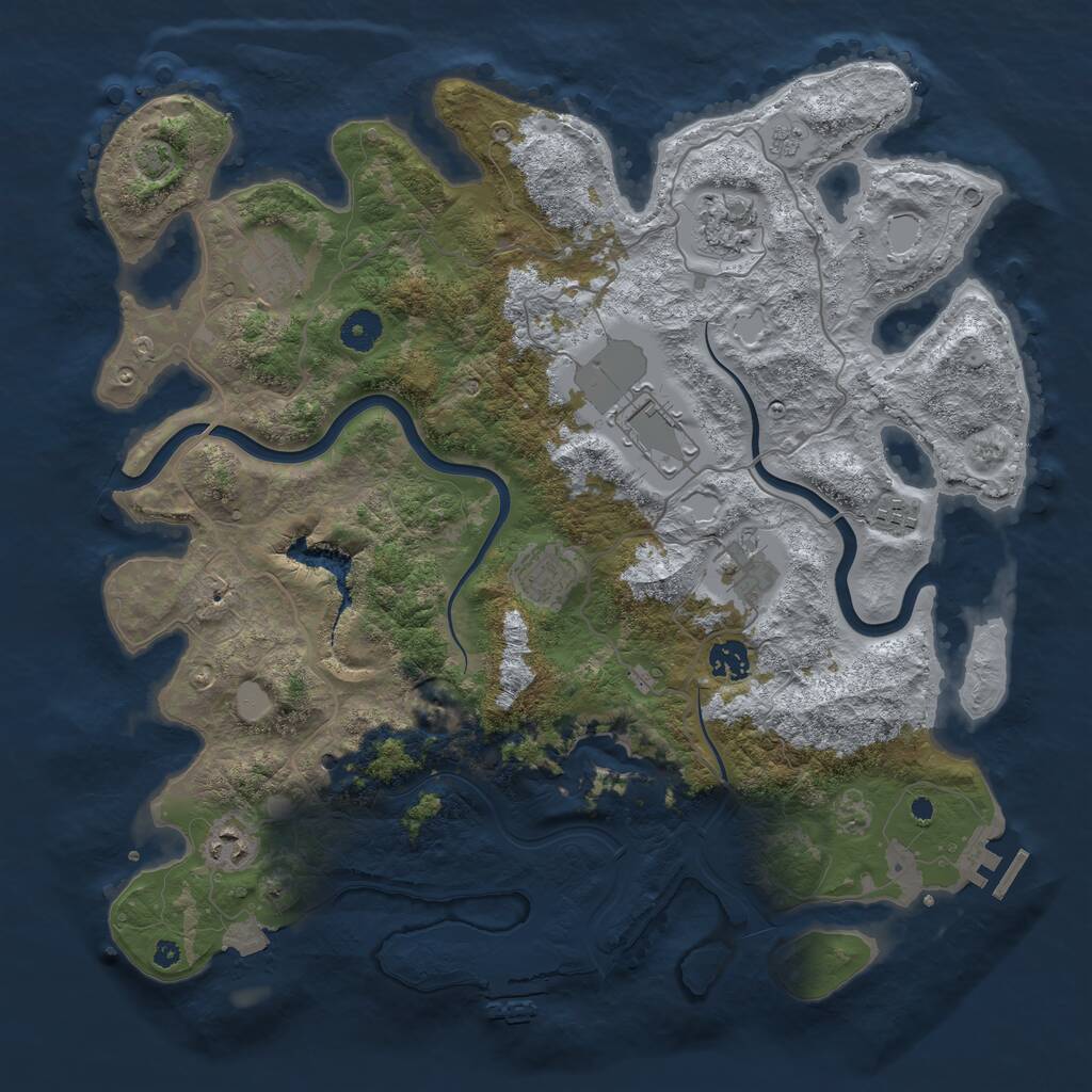 Rust Map: Procedural Map, Size: 4000, Seed: 207674, 14 Monuments