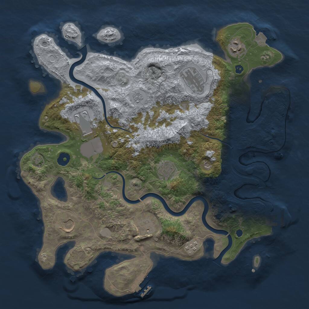 Rust Map: Procedural Map, Size: 3600, Seed: 1299638271, 13 Monuments