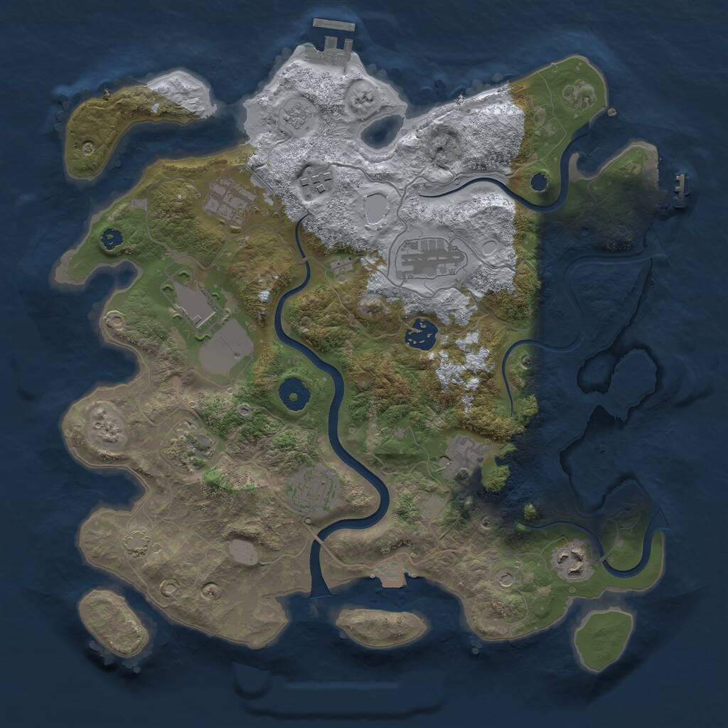 Rust Map: Procedural Map, Size: 3500, Seed: 8927634, 15 Monuments