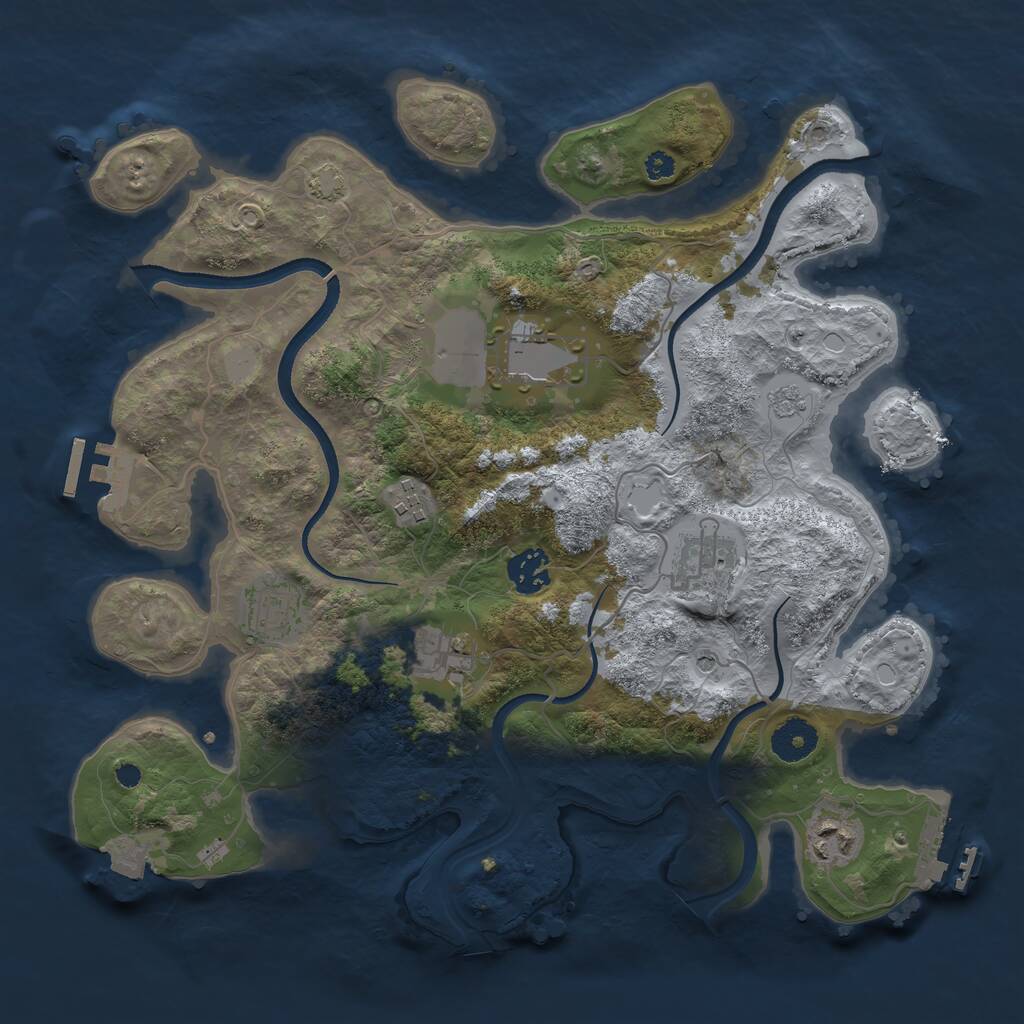 Rust Map: Procedural Map, Size: 3500, Seed: 471375, 13 Monuments