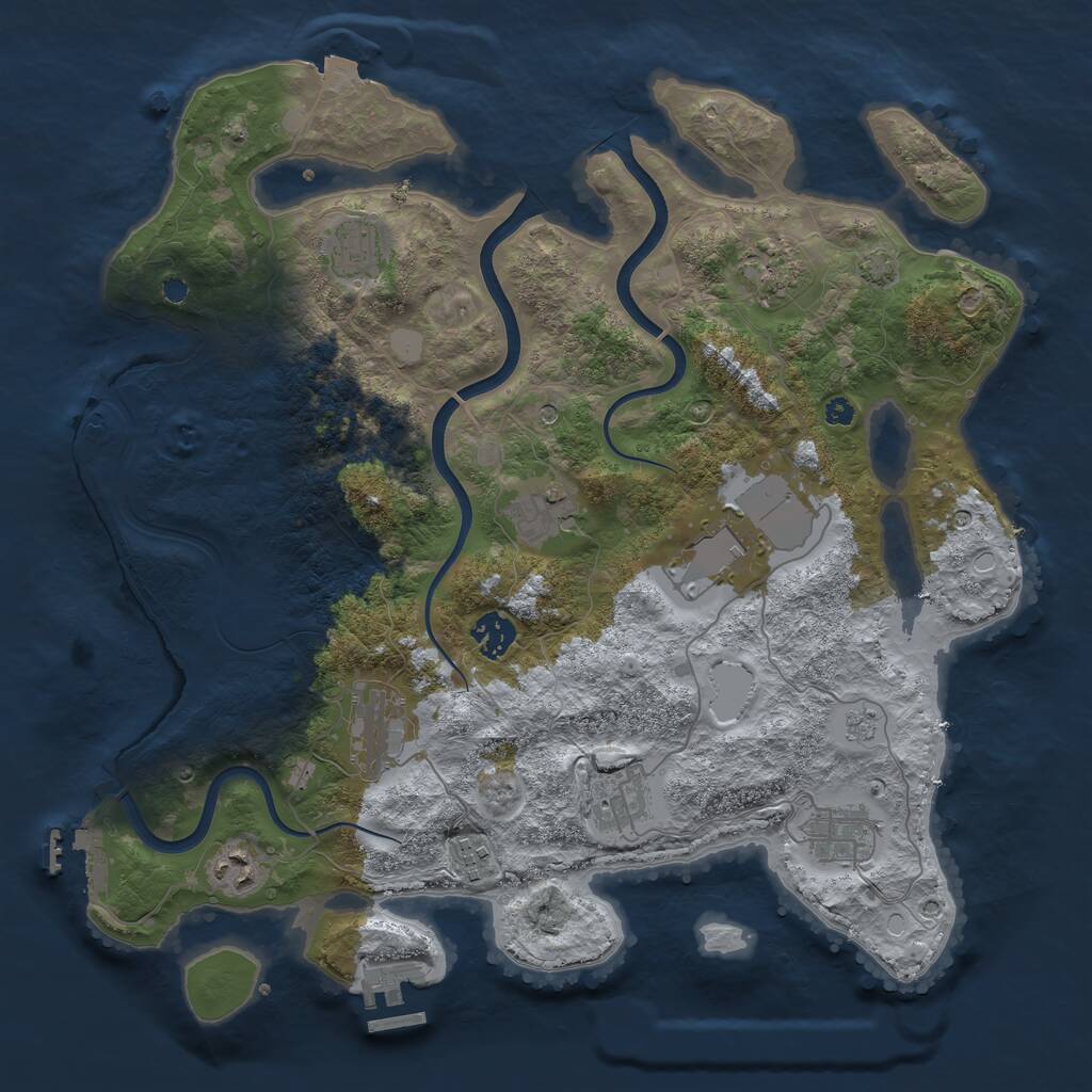 Rust Map: Procedural Map, Size: 3778, Seed: 481981, 16 Monuments