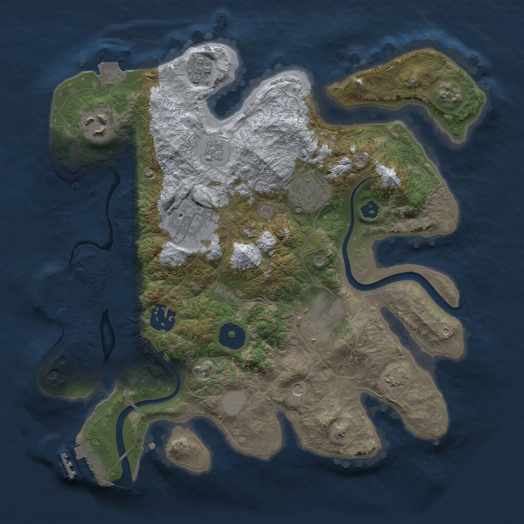 Rust Map: Procedural Map, Size: 3000, Seed: 1023685598, 12 Monuments