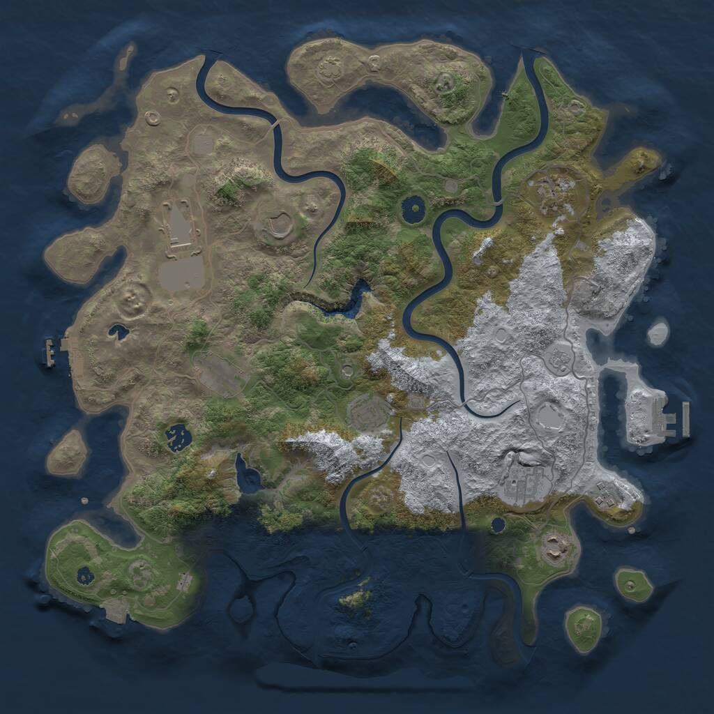 Rust Map: Procedural Map, Size: 4096, Seed: 1164705986, 15 Monuments