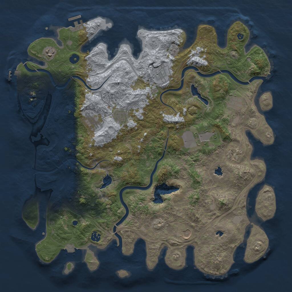 Rust Map: Procedural Map, Size: 4500, Seed: 158473920, 16 Monuments