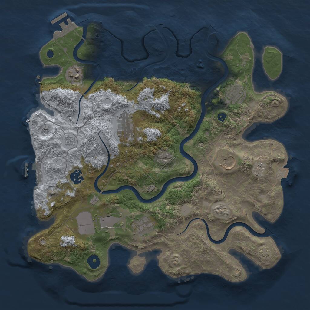 Rust Map: Procedural Map, Size: 3500, Seed: 115547, 14 Monuments