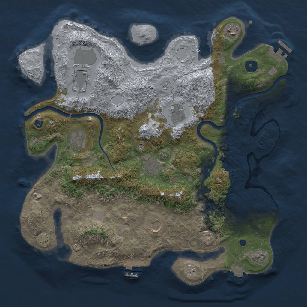 Rust Map: Procedural Map, Size: 3750, Seed: 946973, 13 Monuments