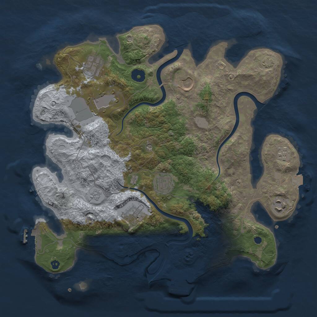 Rust Map: Procedural Map, Size: 3500, Seed: 718763, 13 Monuments