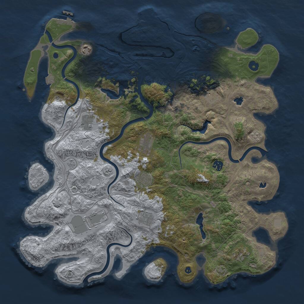 Rust Map: Procedural Map, Size: 4500, Seed: 533365, 16 Monuments