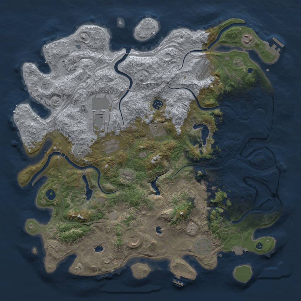 Rust Map: Procedural Map, Size: 4500, Seed: 907243, 17 Monuments