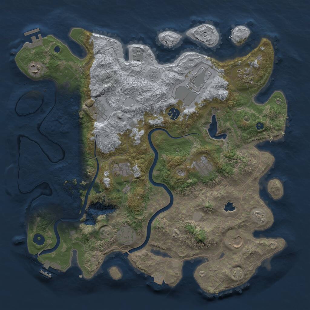 Rust Map: Procedural Map, Size: 4000, Seed: 653622, 16 Monuments