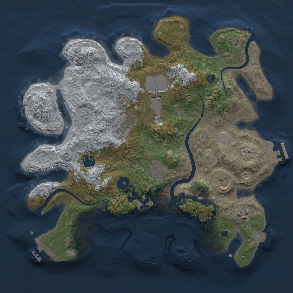 Rust Map: Procedural Map, Size: 3500, Seed: 911643, 13 Monuments
